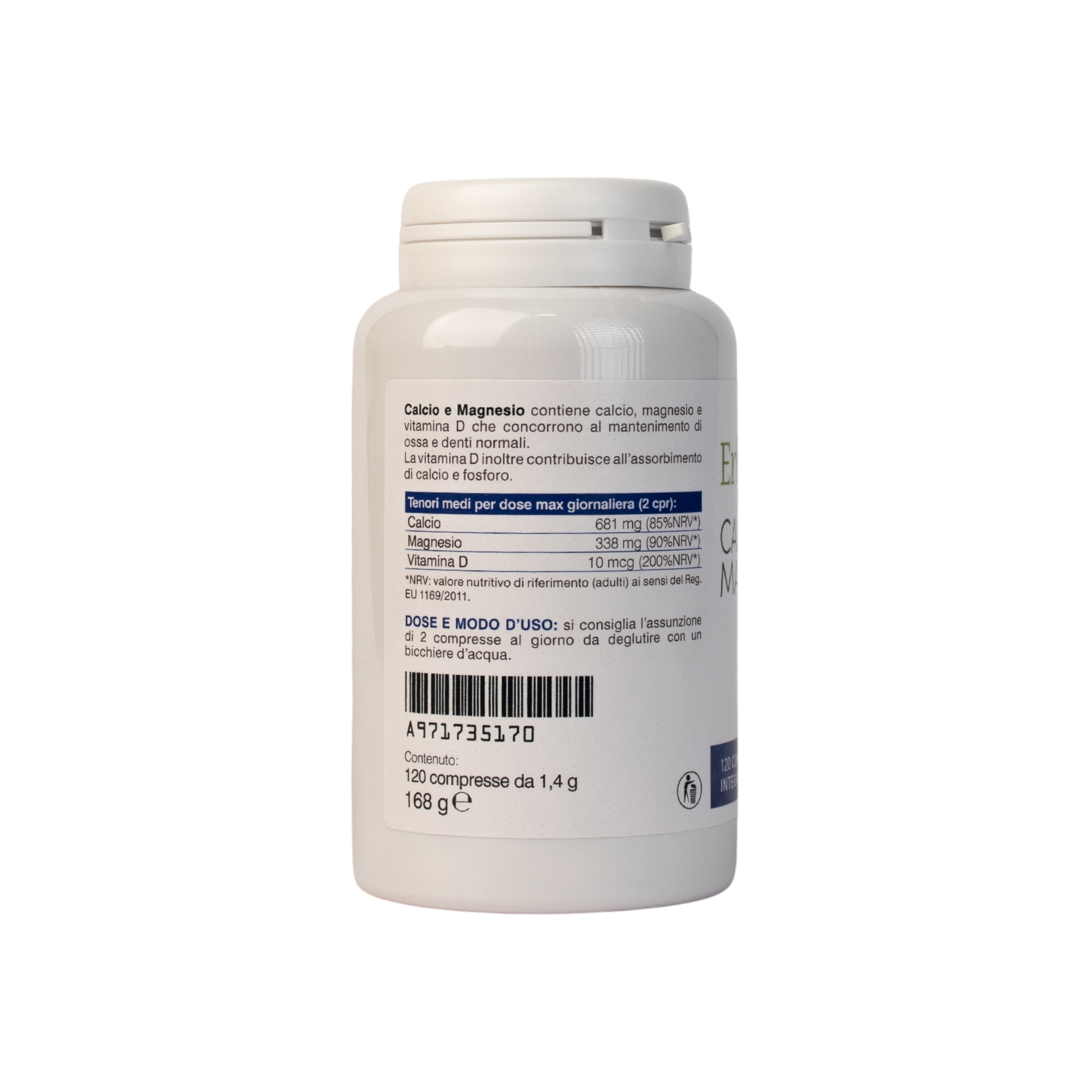 Calcio Magnesio D3 Adulti 120 Tabletten, Erbalia